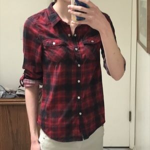 Passport red plaid shirt size M
